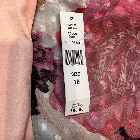 NWT Glamour Night Womens Midi Dress Pink Overlay Cape Floral Short Sleeve Size16 - Picture 6 of 11